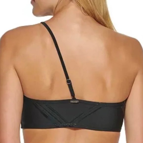 Calvin Klein‎ Plaid One-Shoulder Bikini Swim Top Black XL - Picture 5 of 10